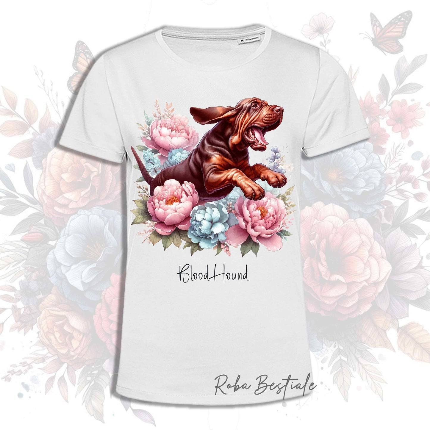 T-Shirt PEONY - BLOODHOUND Fegato Focato - Bianca, Uomo o Donna - dalla XS alla 5XL