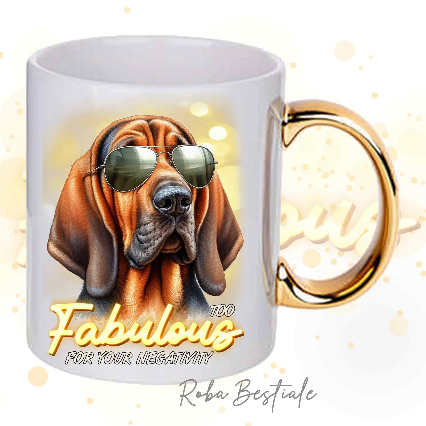 Tazza TOO FABULOUS - BLOODHOUND Fegato Focato - In Ceramica, con manico dorato - 330 ml