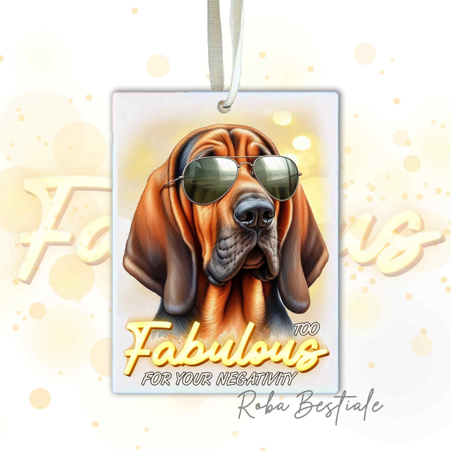 Deodorante Auto TOO FABULOUS - BLOODHOUND Fegato Focato - In Feltro, con cordino - 7,5 x 10 cm