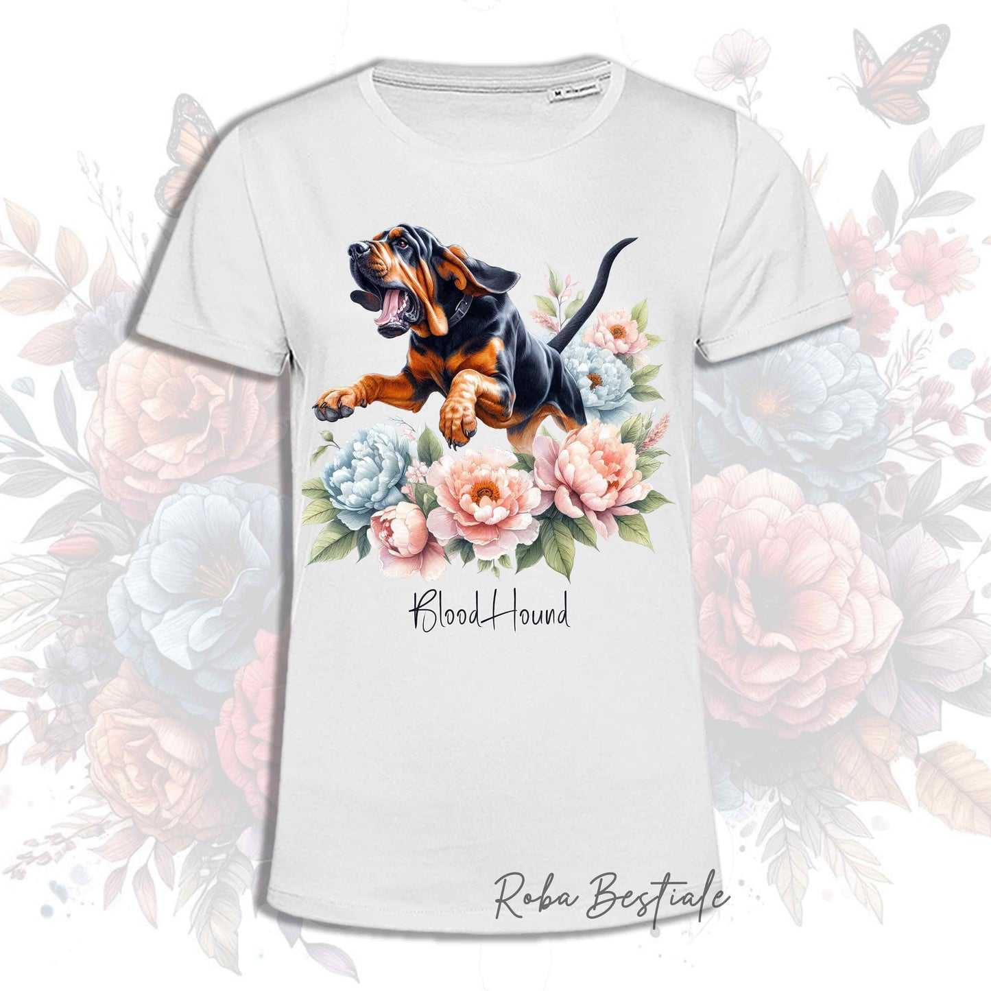 T-Shirt PEONY - BLOODHOUND Nero Focato - Bianca, Uomo o Donna - dalla XS alla 5XL