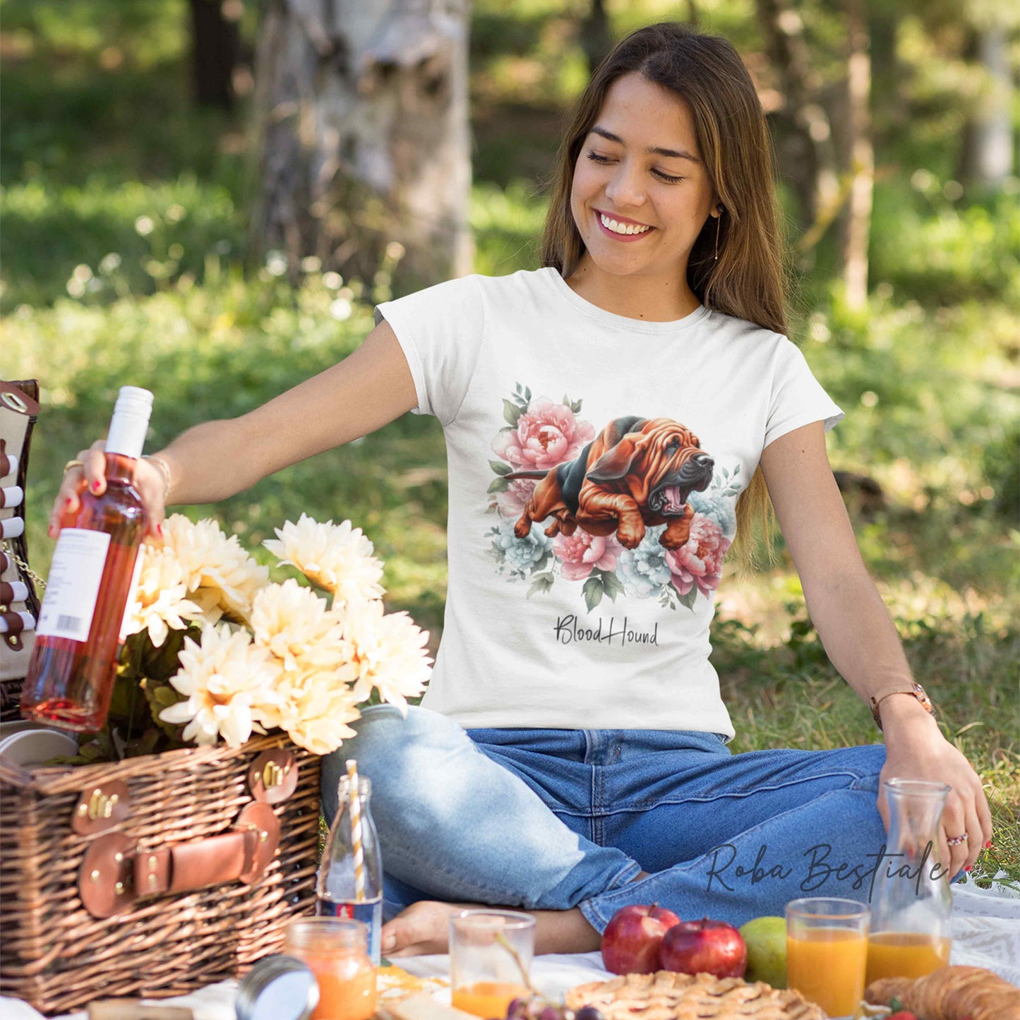 T-Shirt PEONY - BLOODHOUND Nero Focato (con sella) - Bianca, Uomo o Donna - dalla XS alla 5XL