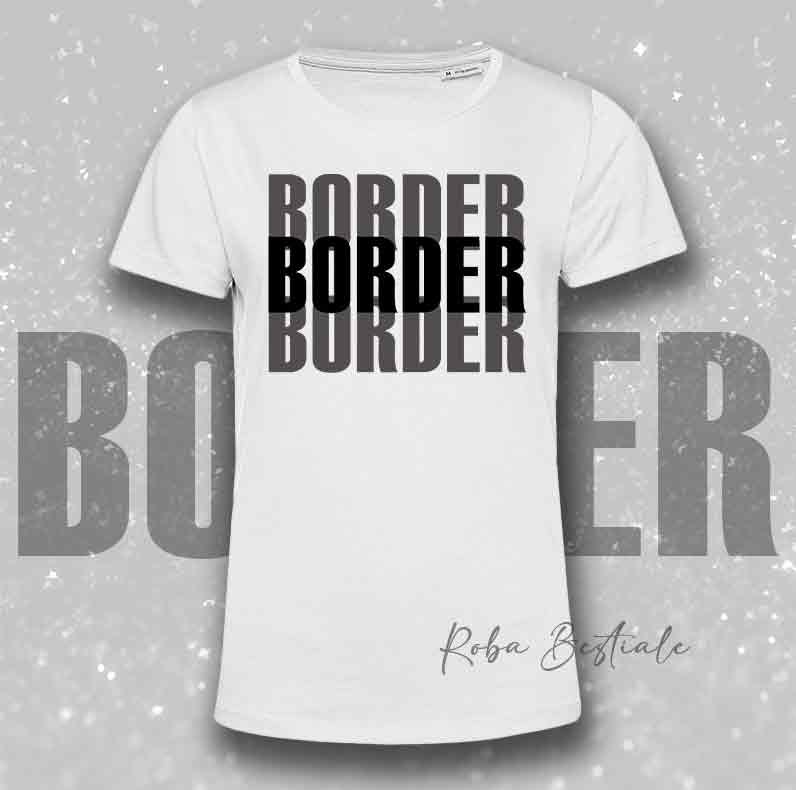 T-Shirt SOLO SCRITTE - BORDER COLLIE - Bianca, scritta in Vinile, in colore a scelta - Uomo o Donna - dalla XS alla 5XL