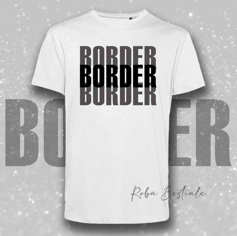 T-Shirt SOLO SCRITTE - BORDER COLLIE - Bianca, scritta in Vinile, in colore a scelta - Uomo o Donna - dalla XS alla 5XL