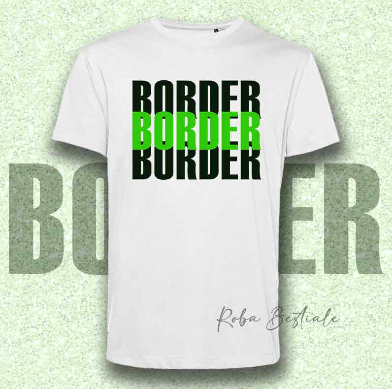 T-Shirt SOLO SCRITTE - BORDER COLLIE - Bianca, scritta in Vinile, in colore a scelta - Uomo o Donna - dalla XS alla 5XL