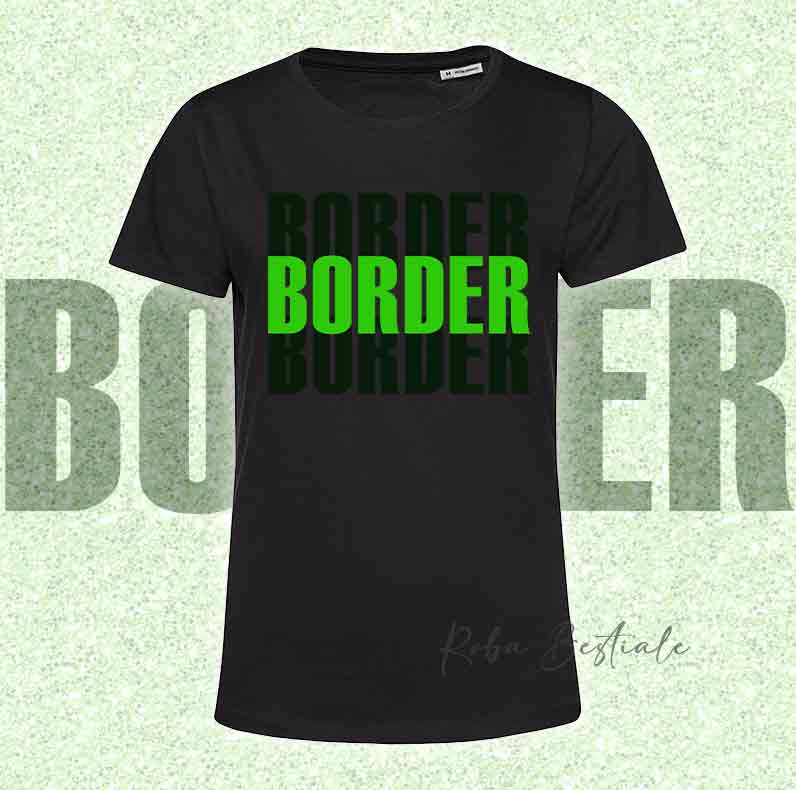 T-Shirt SOLO SCRITTE - BORDER COLLIE - Nera, scritta in Vinile, in colore a scelta - Uomo o Donna - dalla XS alla 5XL