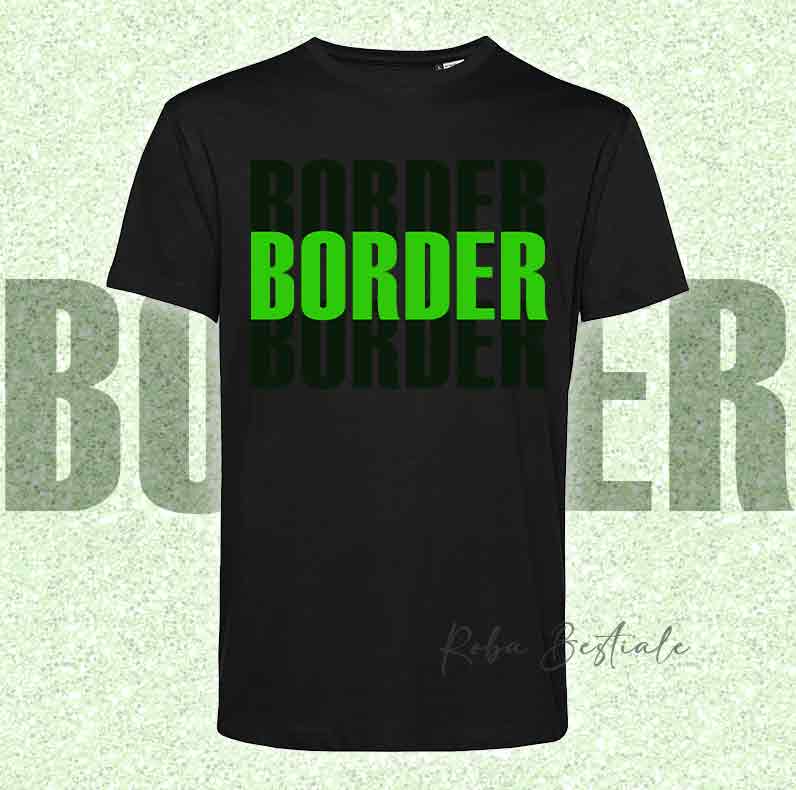 T-Shirt SOLO SCRITTE - BORDER COLLIE - Nera, scritta in Vinile, in colore a scelta - Uomo o Donna - dalla XS alla 5XL