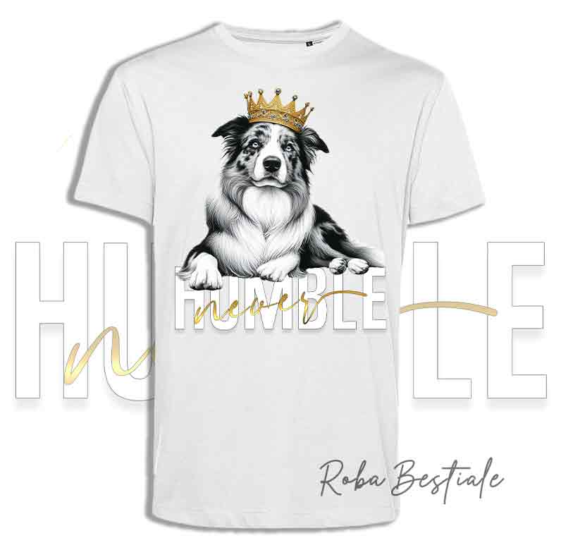 T-shirt NEVER HUMBLE - BORDER COLLIE Blue Merle