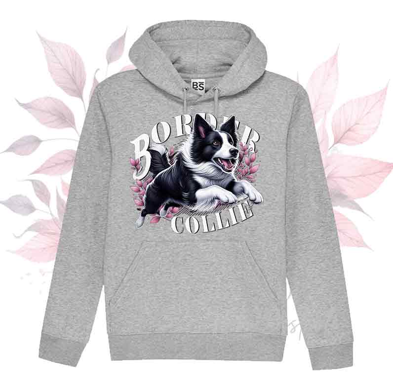 Felpa Invernale BLOSSOM BEAUTY - BORDER COLLIE Bianco e Nero - Unisex - Nera o Grigia - dalla XS alla 3XL