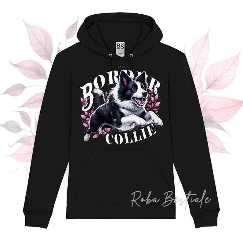 Felpa Invernale BLOSSOM BEAUTY - BORDER COLLIE Bianco e Nero - Unisex - Nera o Grigia - dalla XS alla 3XL