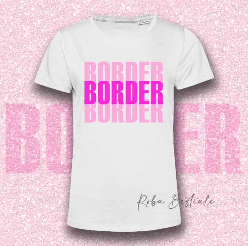 T-Shirt SOLO SCRITTE - BORDER COLLIE - Bianca, scritta in Vinile, in colore a scelta - Uomo o Donna - dalla XS alla 5XL