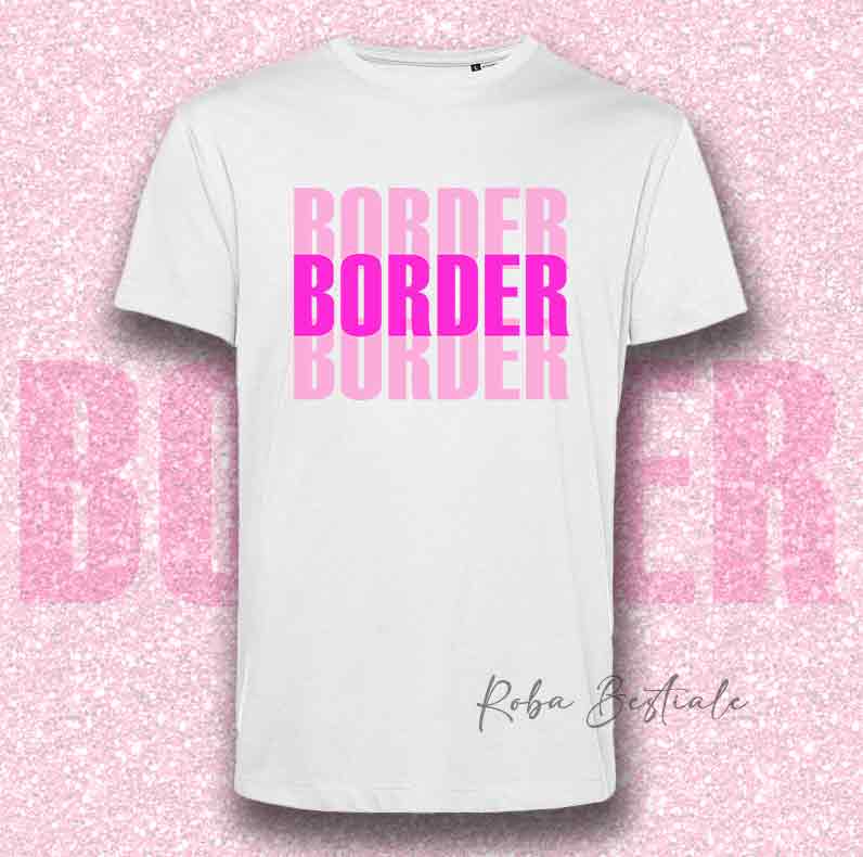 T-Shirt SOLO SCRITTE - BORDER COLLIE - Bianca, scritta in Vinile, in colore a scelta - Uomo o Donna - dalla XS alla 5XL