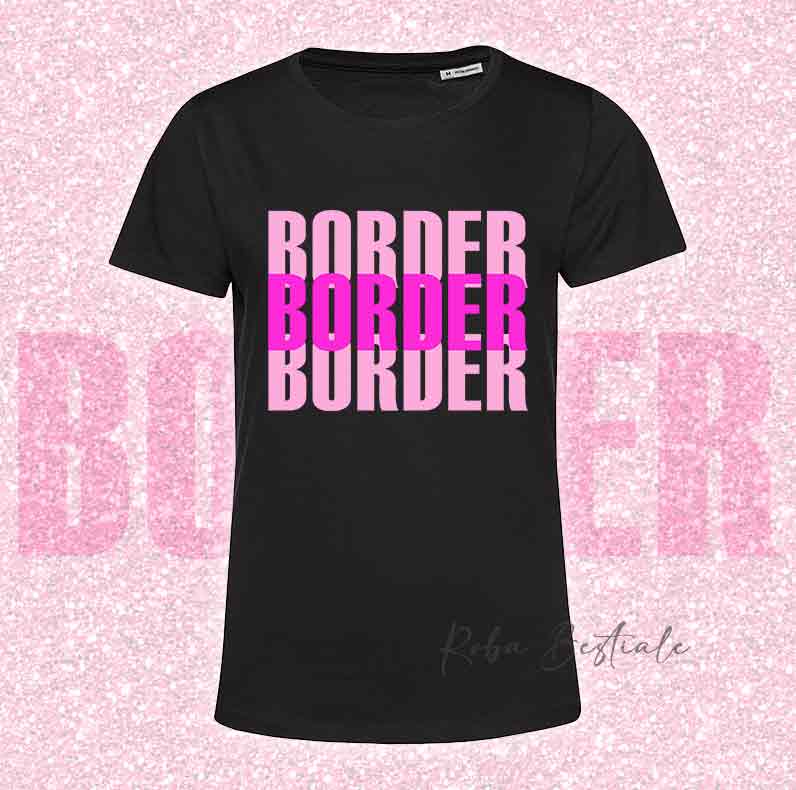 T-Shirt SOLO SCRITTE - BORDER COLLIE - Nera, scritta in Vinile, in colore a scelta - Uomo o Donna - dalla XS alla 5XL