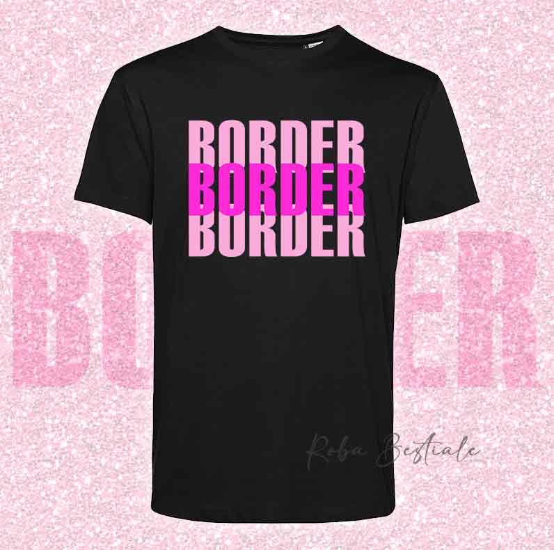 T-Shirt SOLO SCRITTE - BORDER COLLIE - Nera, scritta in Vinile, in colore a scelta - Uomo o Donna - dalla XS alla 5XL