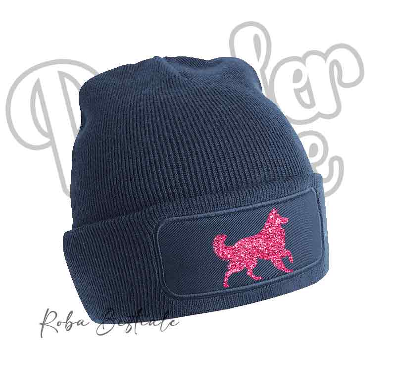 Beanie BORDER COLLIE - Winter Hat BLACK, BLUE NAVY or BABY PINK - Silhouette in color of your choice