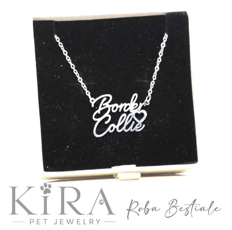 Collana KIRA PET JEWERLY - BORDER COLLIE - In Acciaio Inox con catenella a maglia fine