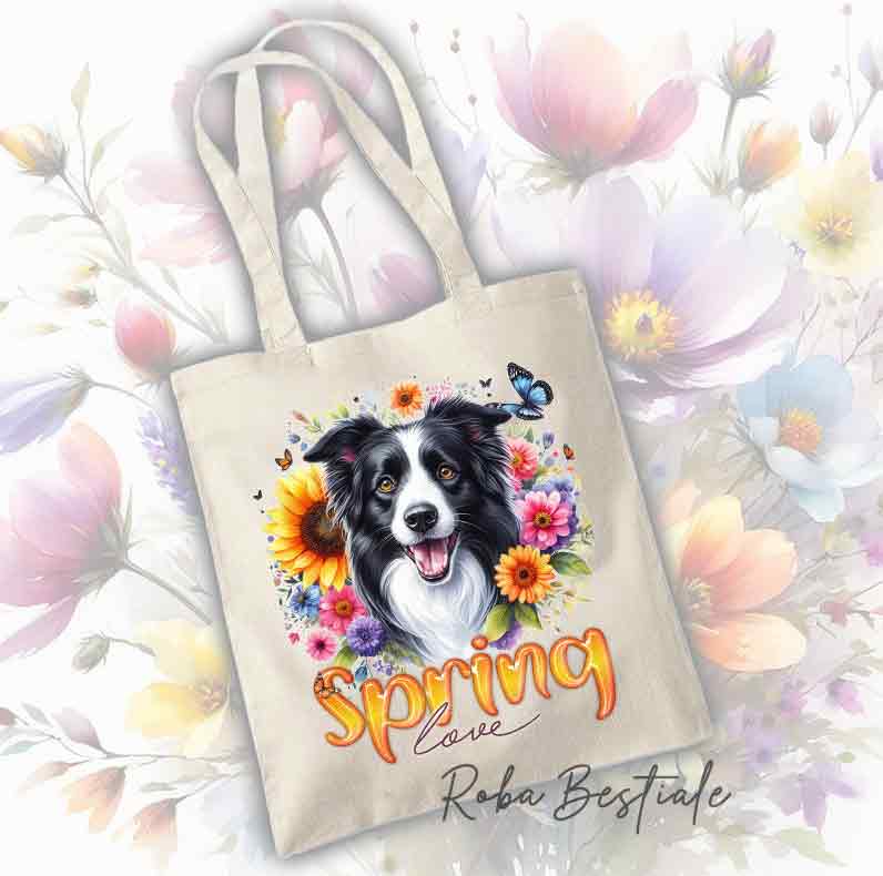 SPRING LOVE Shopper - BORDER COLLIE White & Black