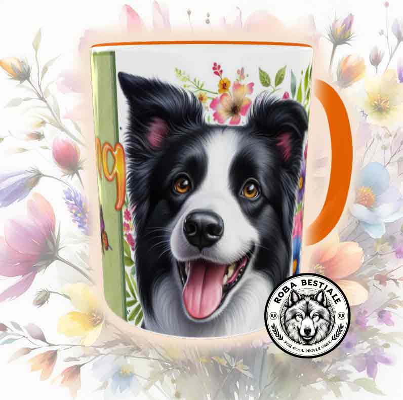 Tazza SPRING LOVE - BORDER COLLIE Bianco & Nero