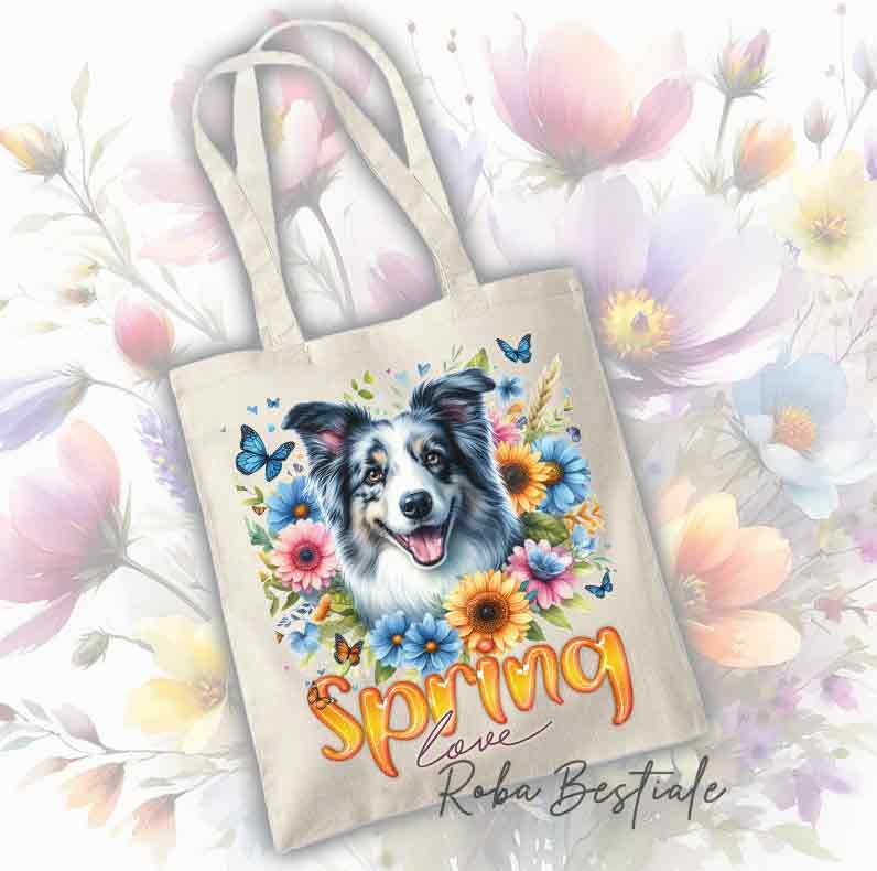 SPRING LOVE Shopper - BORDER COLLIE Blue Merle