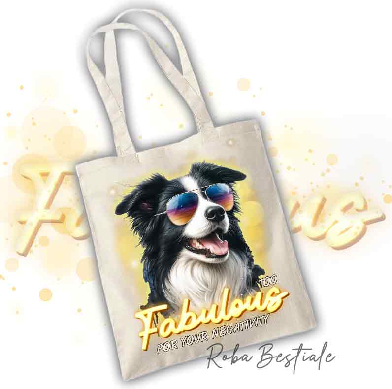Shopper TOO FABULOUS - BORDER COLLIE Bianco & Nero