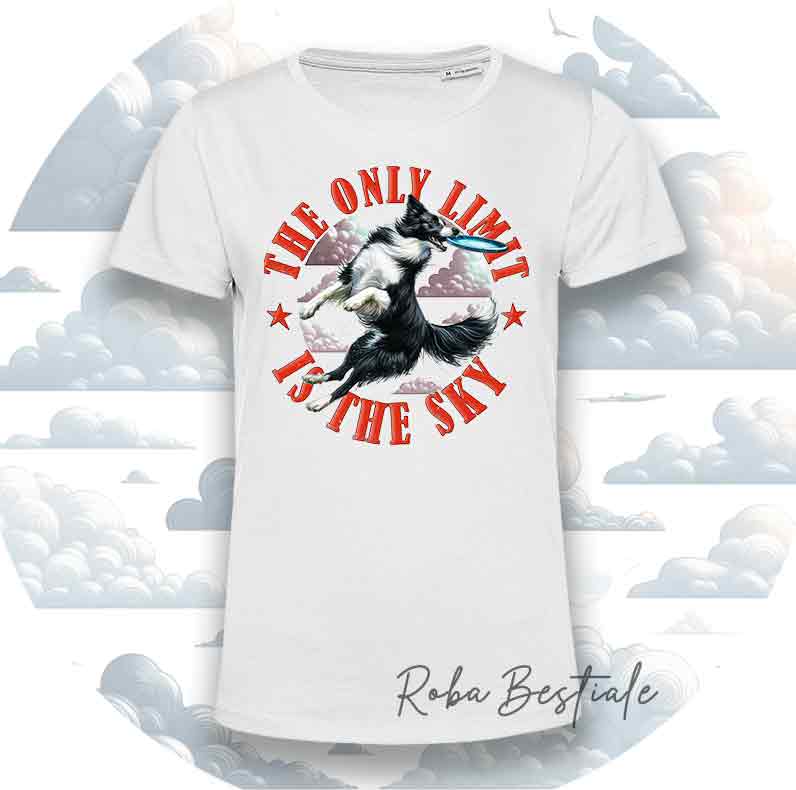 T-Shirt SKY LIMIT - BORDER COLLIE Bianco & Nero