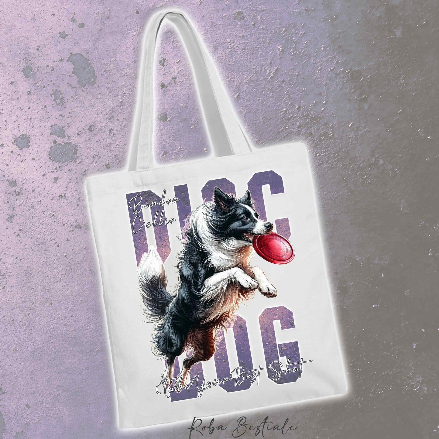 Shopper APTITUDE - DISC DOG - BORDER COLLIE Bianco e Nero - Diversi colori disponibili
