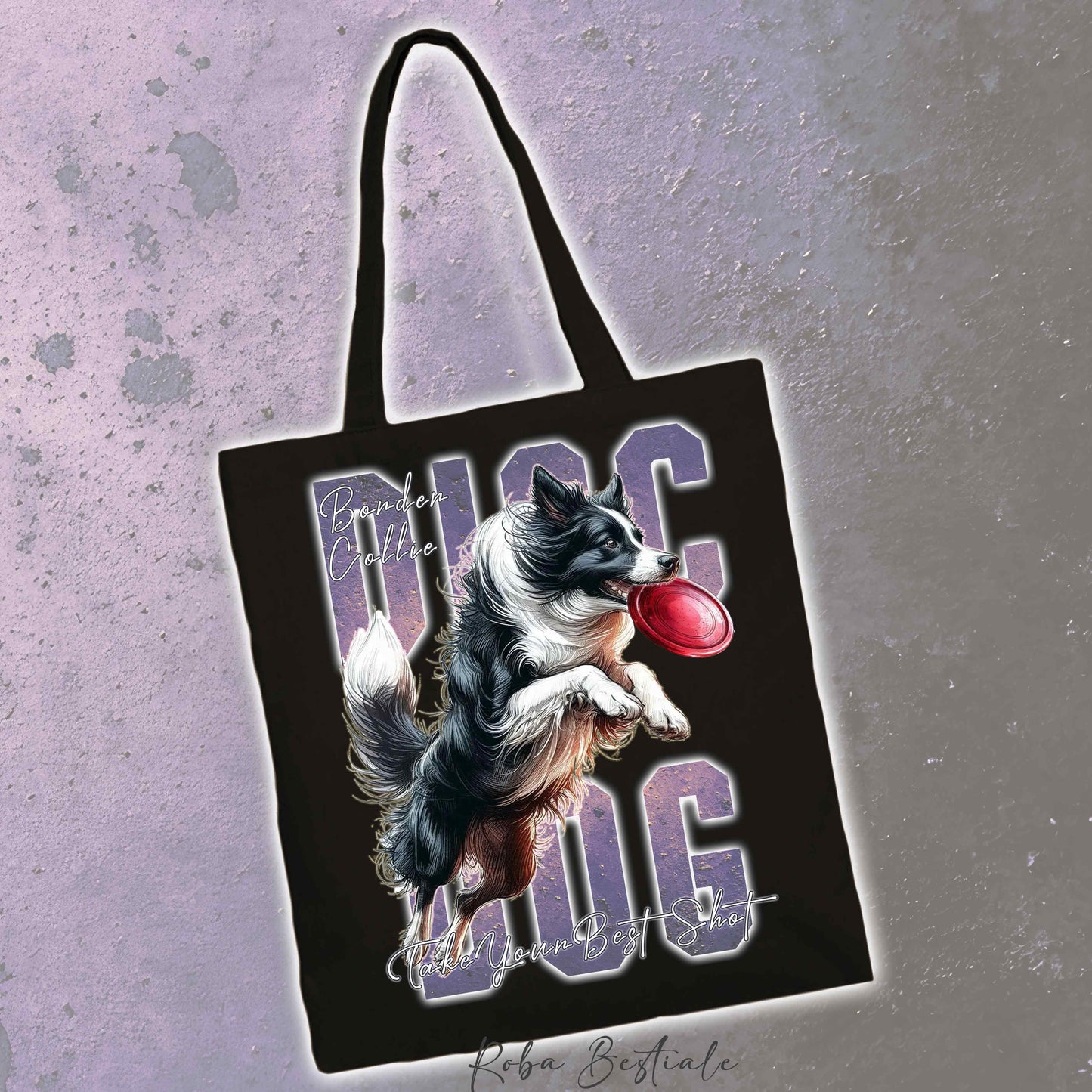 Shopper APTITUDE - DISC DOG - BORDER COLLIE Bianco e Nero - Diversi colori disponibili