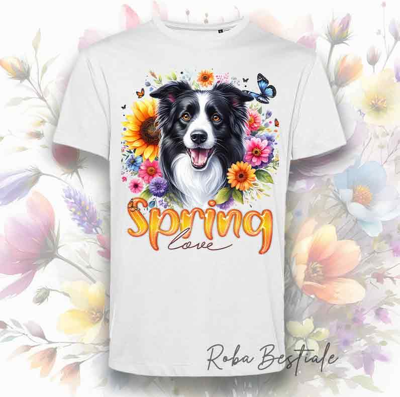 SPRING LOVE T-Shirt - BORDER COLLIE White & Black