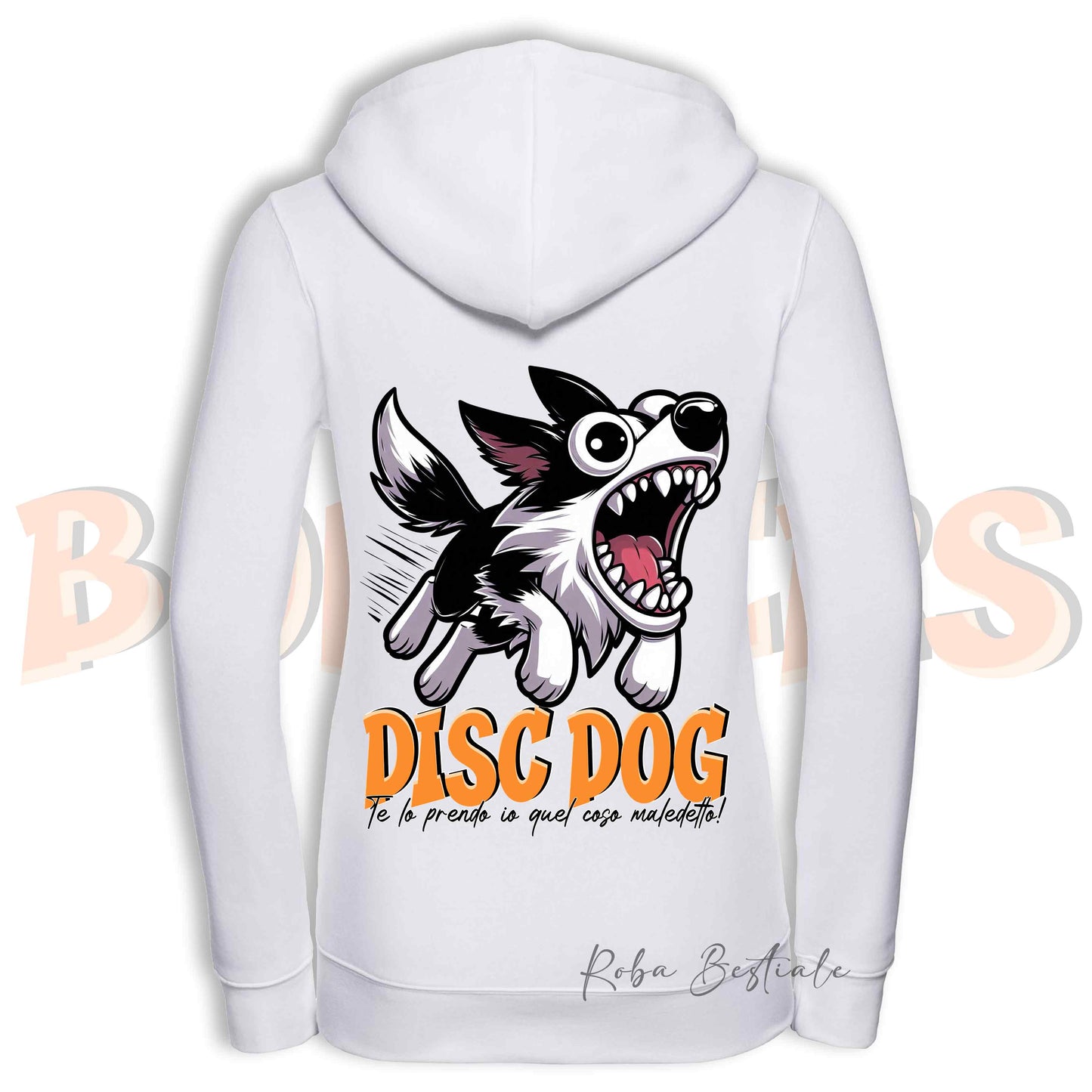 Felpa BONKERS - BORDER COLLIE Bianco e Nero - Con Cappuccio e Full Zip, Uomo o Donna, in tanti colori - dalla XS alla 5XL