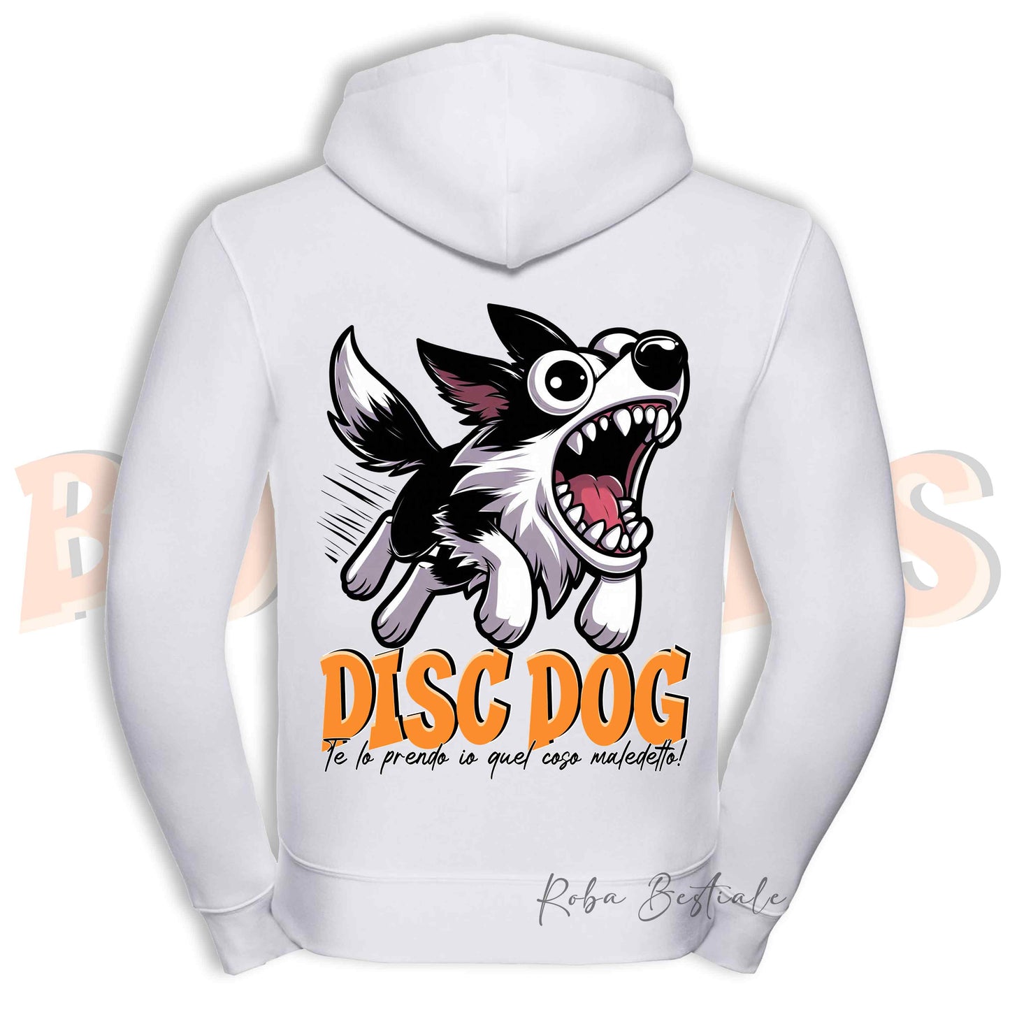 Felpa BONKERS - BORDER COLLIE Bianco e Nero - Con Cappuccio e Full Zip, Uomo o Donna, in tanti colori - dalla XS alla 5XL
