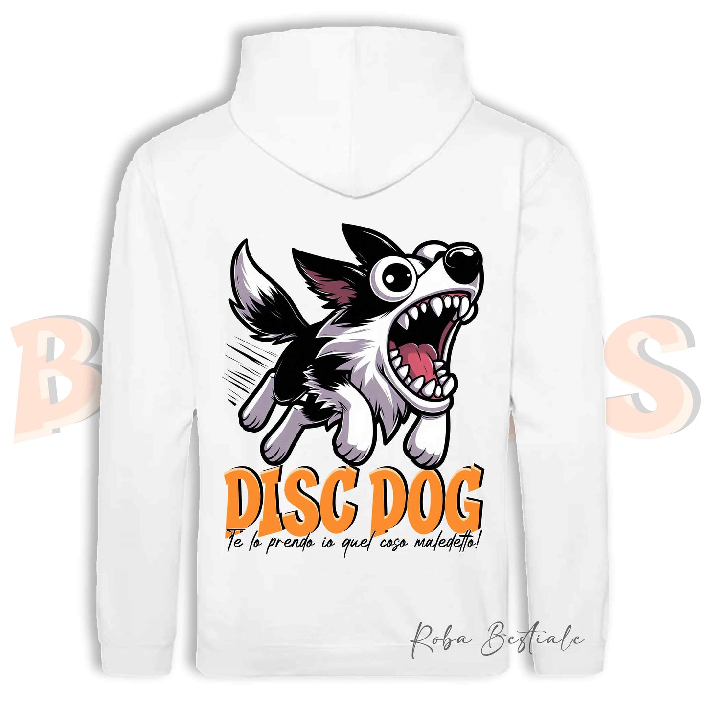 Felpa BONKERS - BORDER COLLIE Bianco e Nero - Con Cappuccio e Tasconi, Unisex, in tanti colori - dalla XS alla 5XL