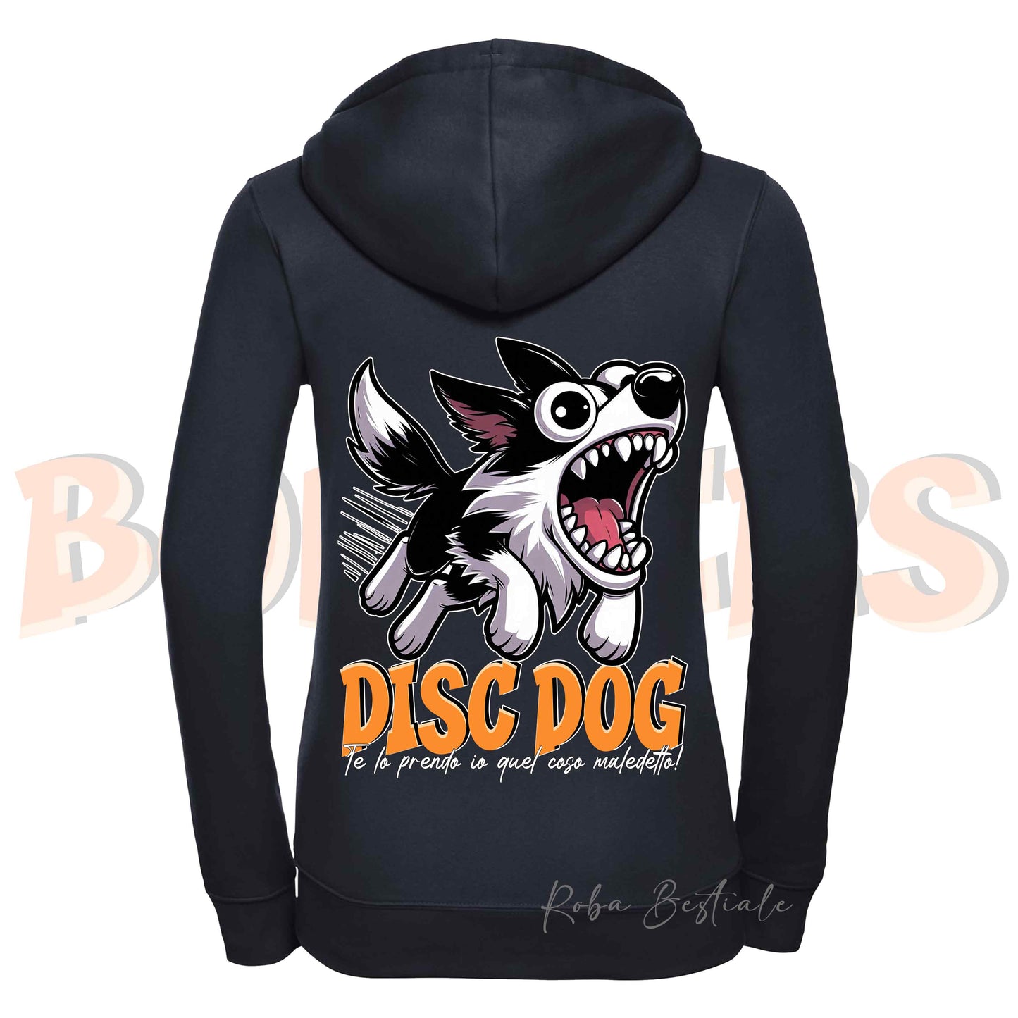 Felpa BONKERS - BORDER COLLIE Bianco e Nero - Con Cappuccio e Full Zip, Uomo o Donna, in tanti colori - dalla XS alla 5XL
