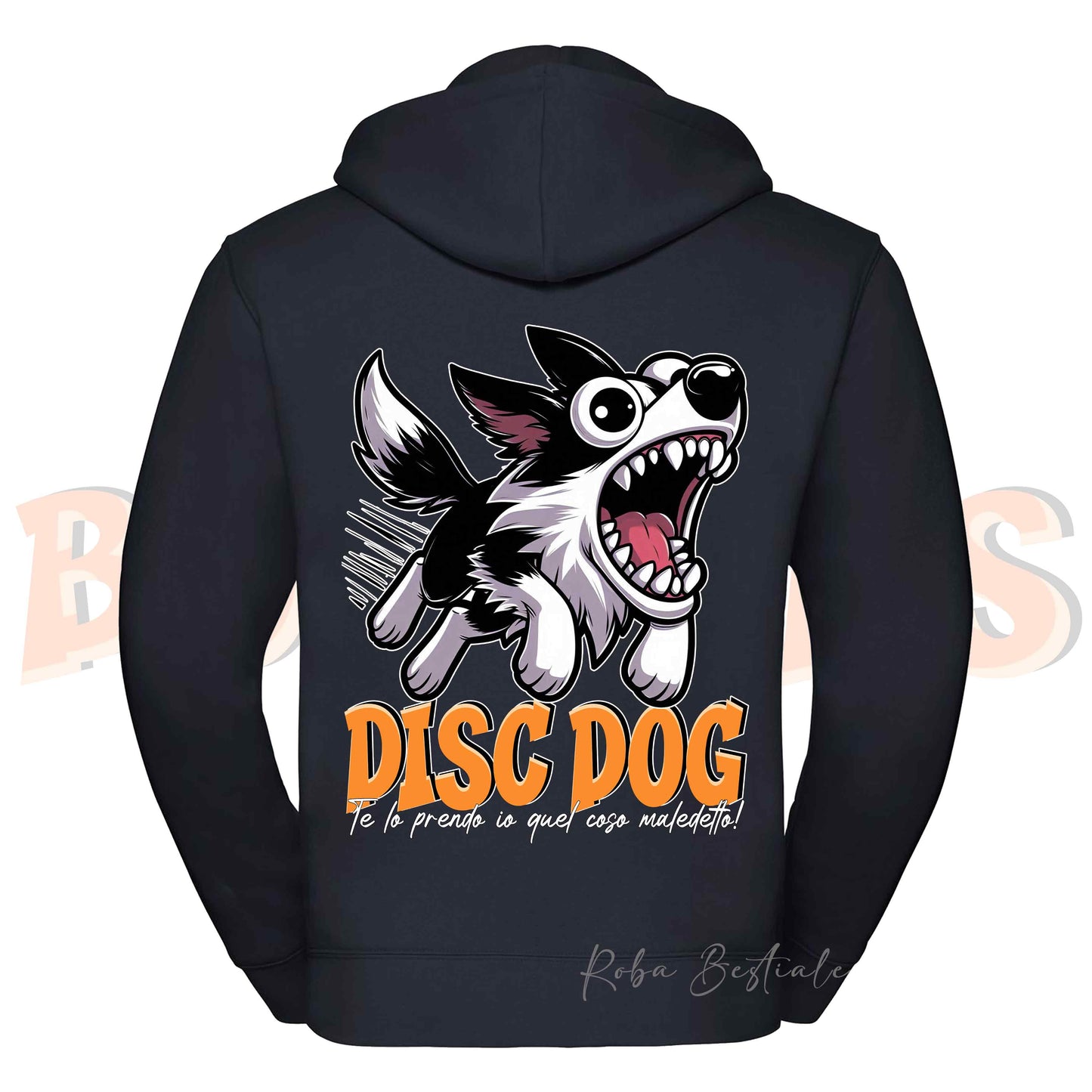 Felpa BONKERS - BORDER COLLIE Bianco e Nero - Con Cappuccio e Full Zip, Uomo o Donna, in tanti colori - dalla XS alla 5XL