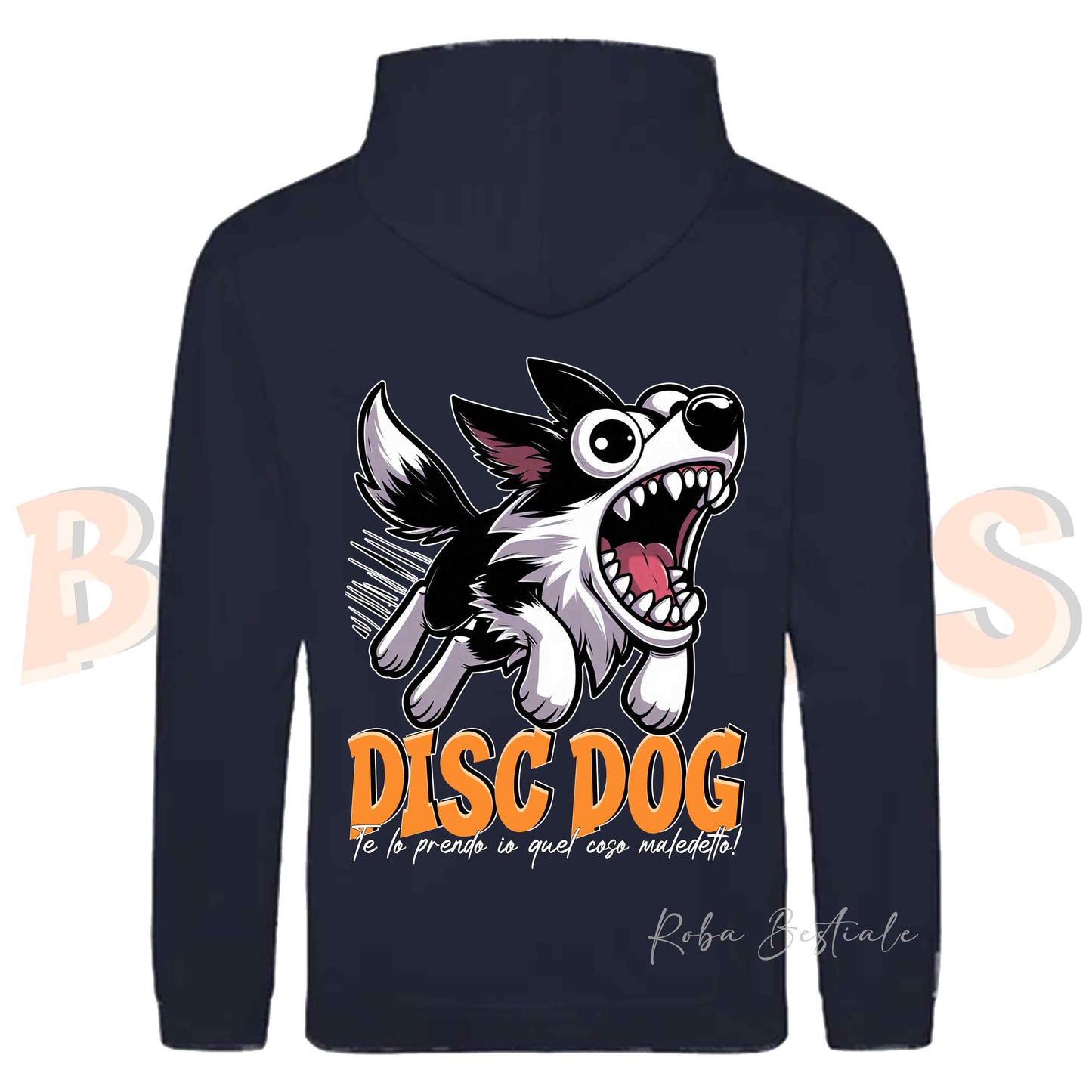 Felpa BONKERS - BORDER COLLIE Bianco e Nero - Con Cappuccio e Tasconi, Unisex, in tanti colori - dalla XS alla 5XL