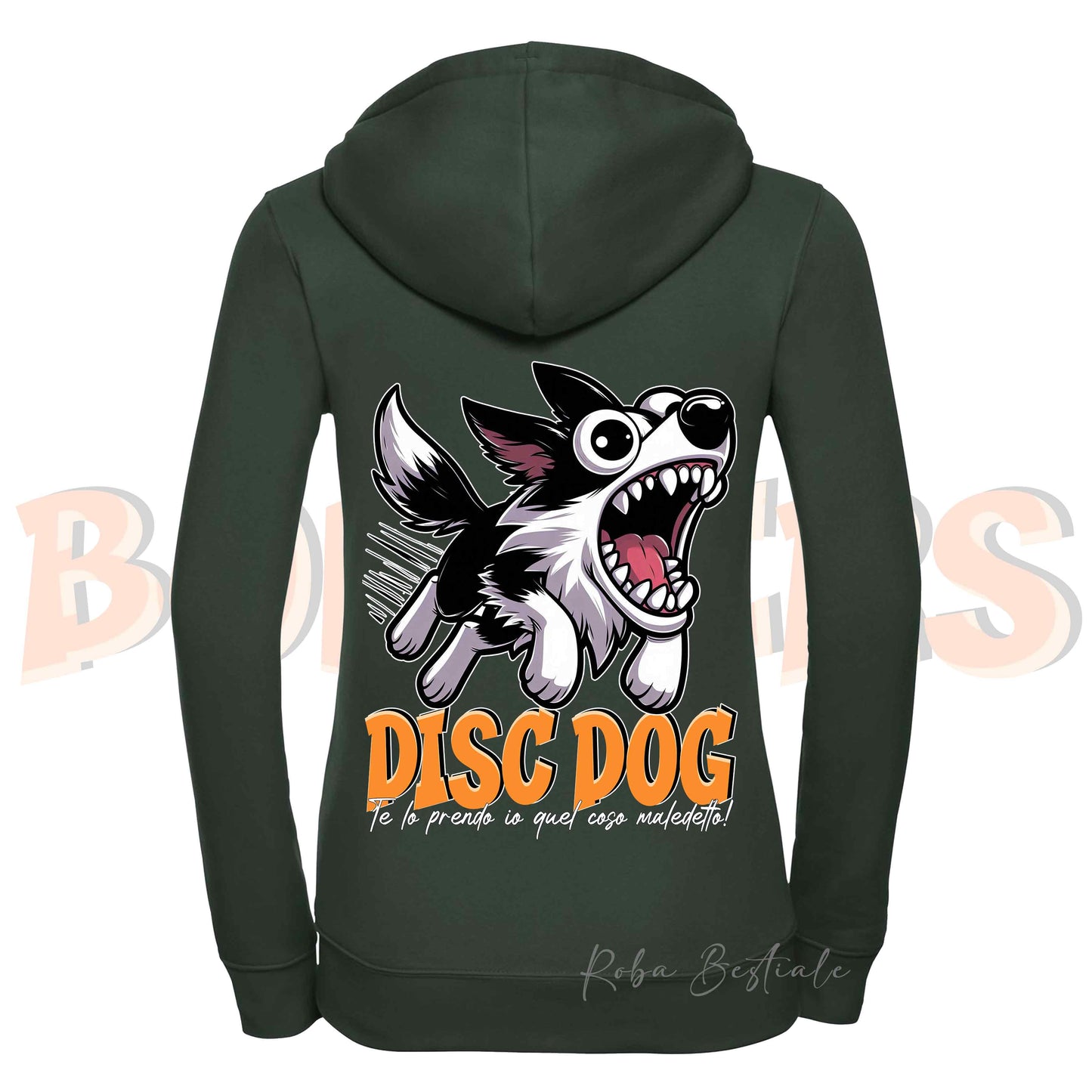 Felpa BONKERS - BORDER COLLIE Bianco e Nero - Con Cappuccio e Full Zip, Uomo o Donna, in tanti colori - dalla XS alla 5XL