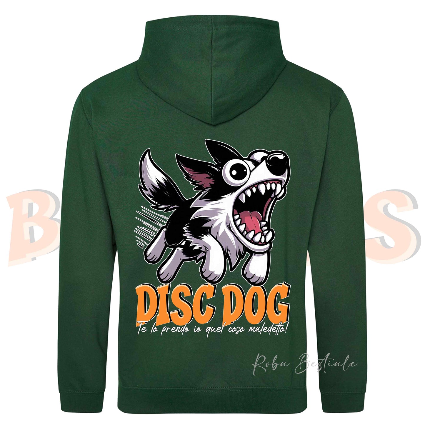 Felpa BONKERS - BORDER COLLIE Bianco e Nero - Con Cappuccio e Tasconi, Unisex, in tanti colori - dalla XS alla 5XL