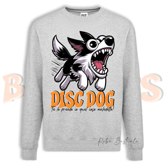 Felpa Invernale BONKERS - DISC DOG - BORDER COLLIE Bianco e Nero - Girocollo, Unisex, in tanti colori! - dalla XS alla 3XL