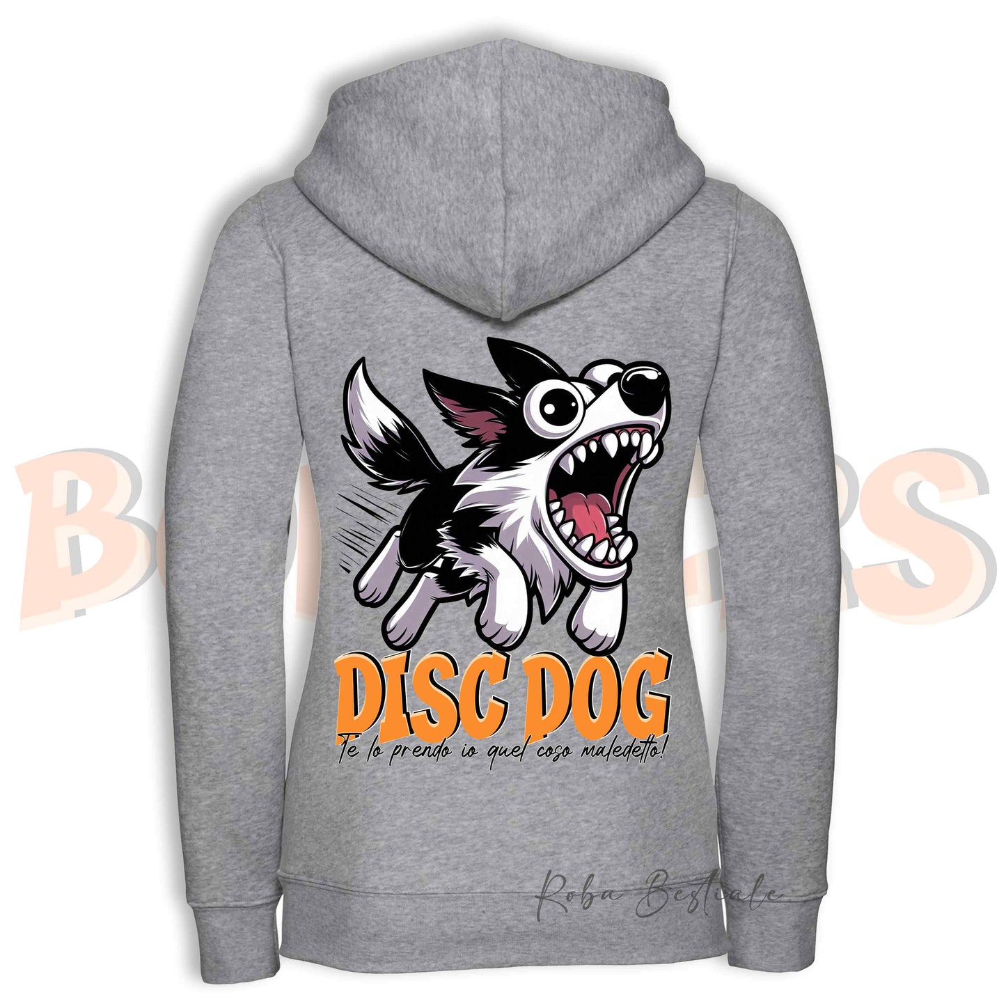 Felpa BONKERS - BORDER COLLIE Bianco e Nero - Con Cappuccio e Full Zip, Uomo o Donna, in tanti colori - dalla XS alla 5XL