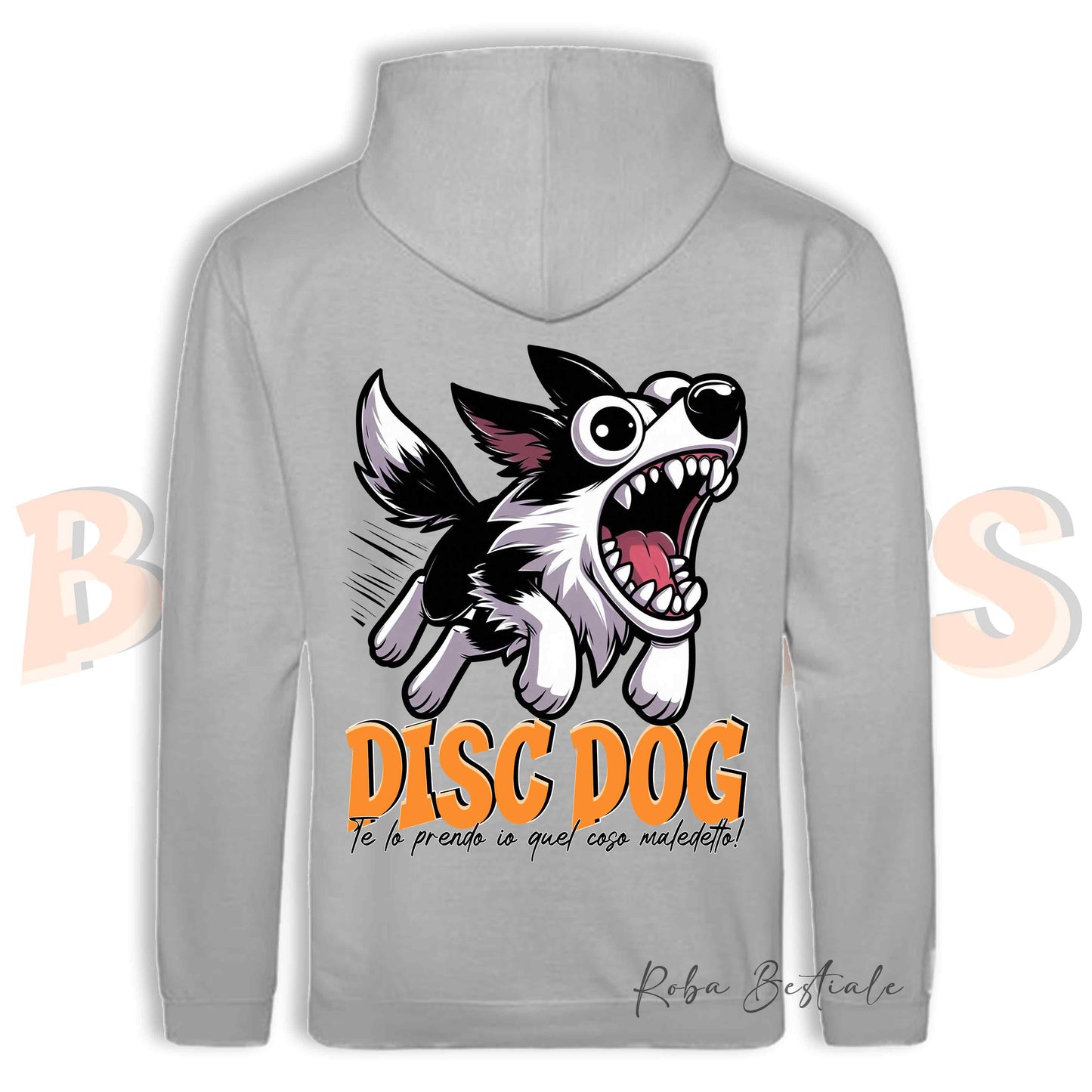 Felpa BONKERS - BORDER COLLIE Bianco e Nero - Con Cappuccio e Tasconi, Unisex, in tanti colori - dalla XS alla 5XL