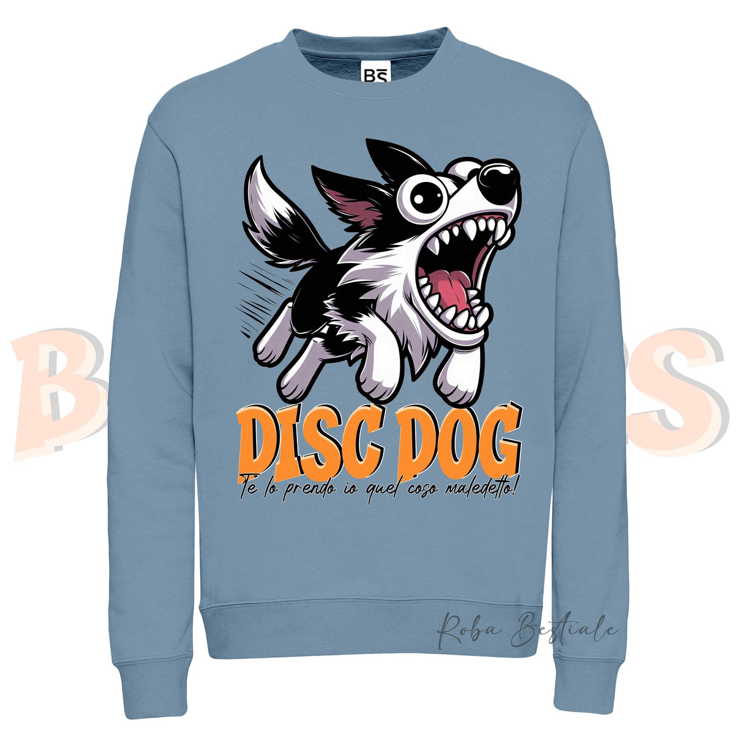Felpa Invernale BONKERS - DISC DOG - BORDER COLLIE Bianco e Nero - Girocollo, Unisex, in tanti colori! - dalla XS alla 3XL