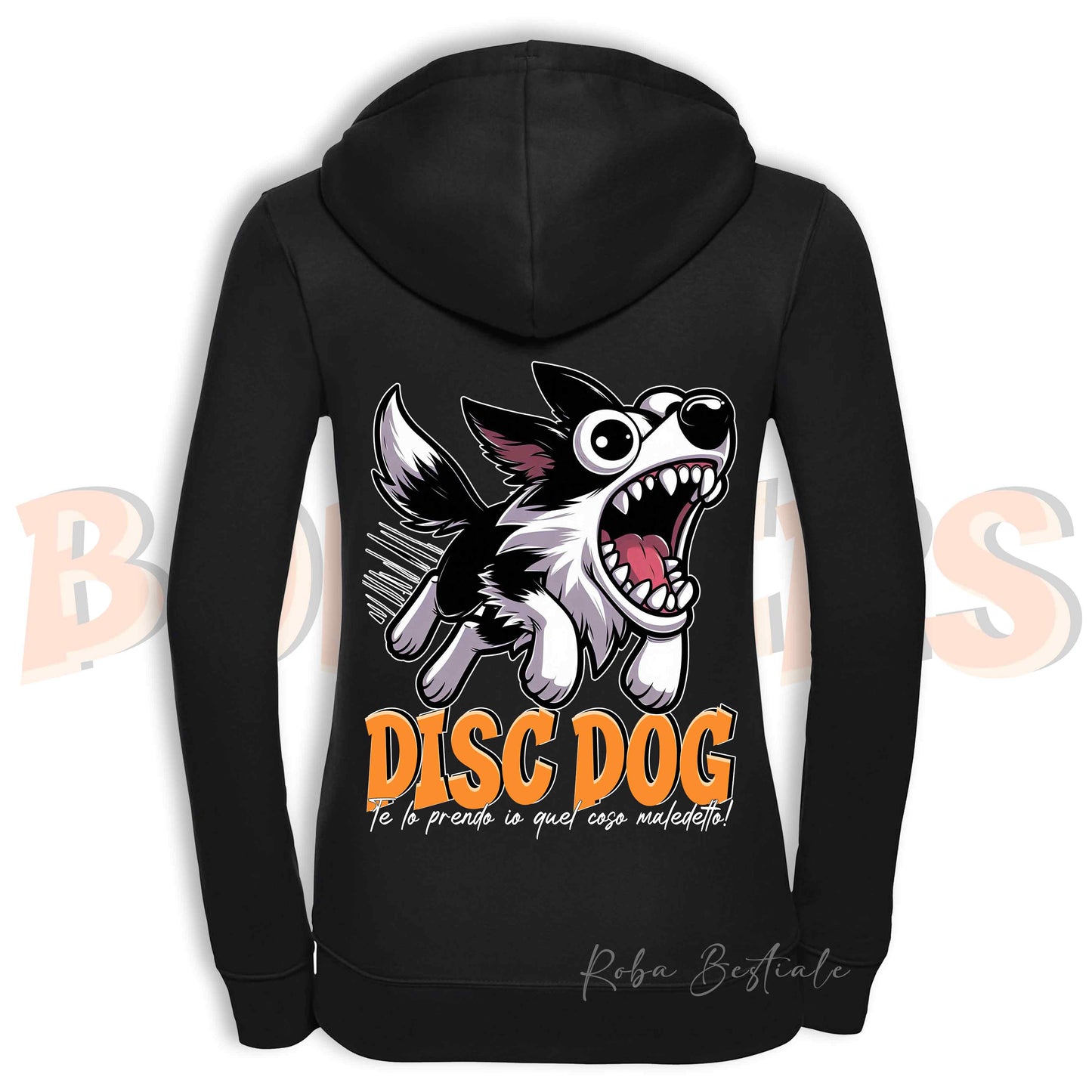 Felpa BONKERS - BORDER COLLIE Bianco e Nero - Con Cappuccio e Full Zip, Uomo o Donna, in tanti colori - dalla XS alla 5XL
