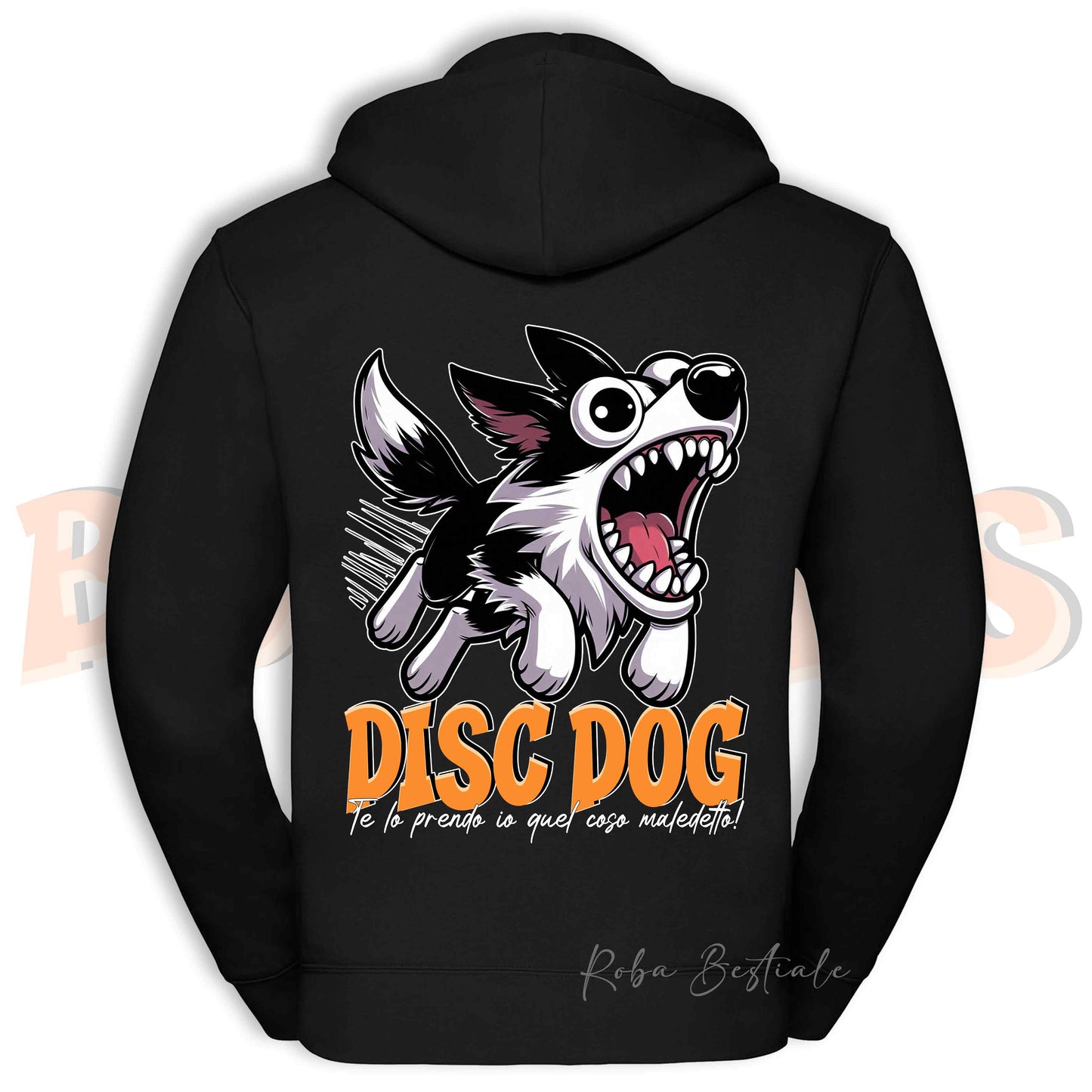Felpa BONKERS - BORDER COLLIE Bianco e Nero - Con Cappuccio e Full Zip, Uomo o Donna, in tanti colori - dalla XS alla 5XL