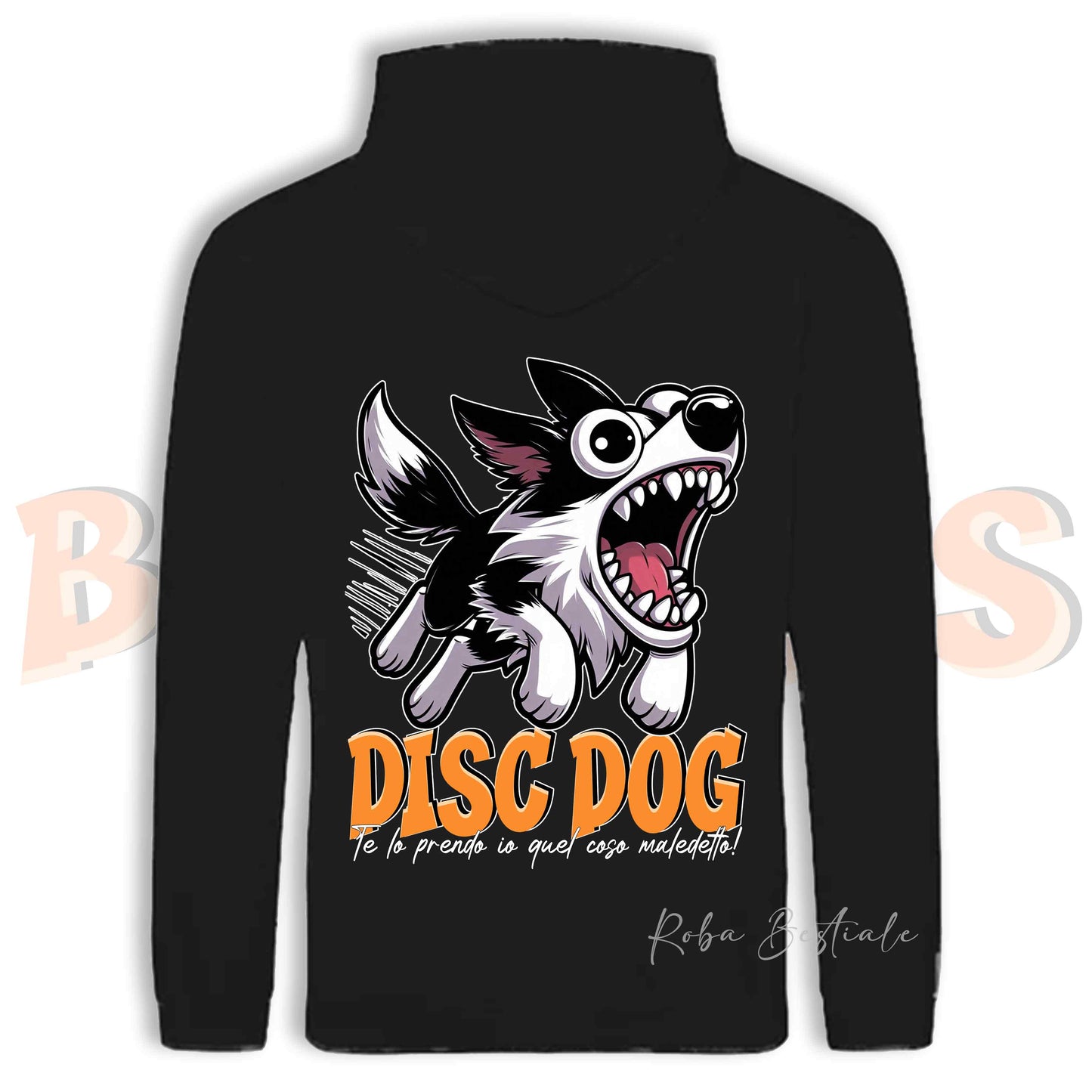 Felpa BONKERS - BORDER COLLIE Bianco e Nero - Con Cappuccio e Tasconi, Unisex, in tanti colori - dalla XS alla 5XL