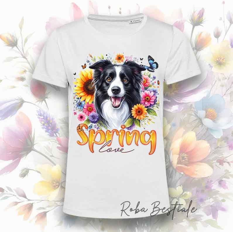SPRING LOVE T-Shirt - BORDER COLLIE White & Black