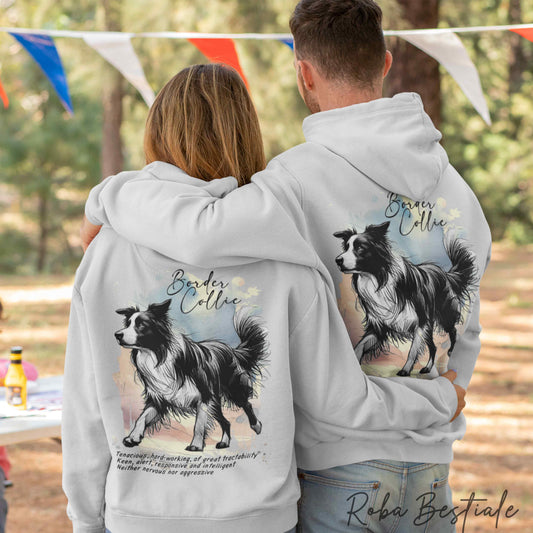 Felpa BEHAVIOR - BORDER COLLIE Bianco e Nero - Standard FCI - Unisex - Grigia - dalla XS alla 3XL