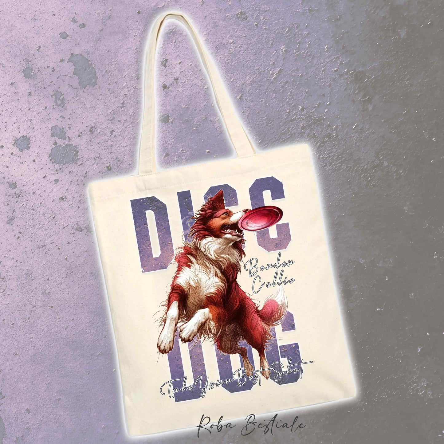 Shopper APTITUDE - DISC DOG - BORDER COLLIE Bianco e Rosso - Diversi colori disponibili