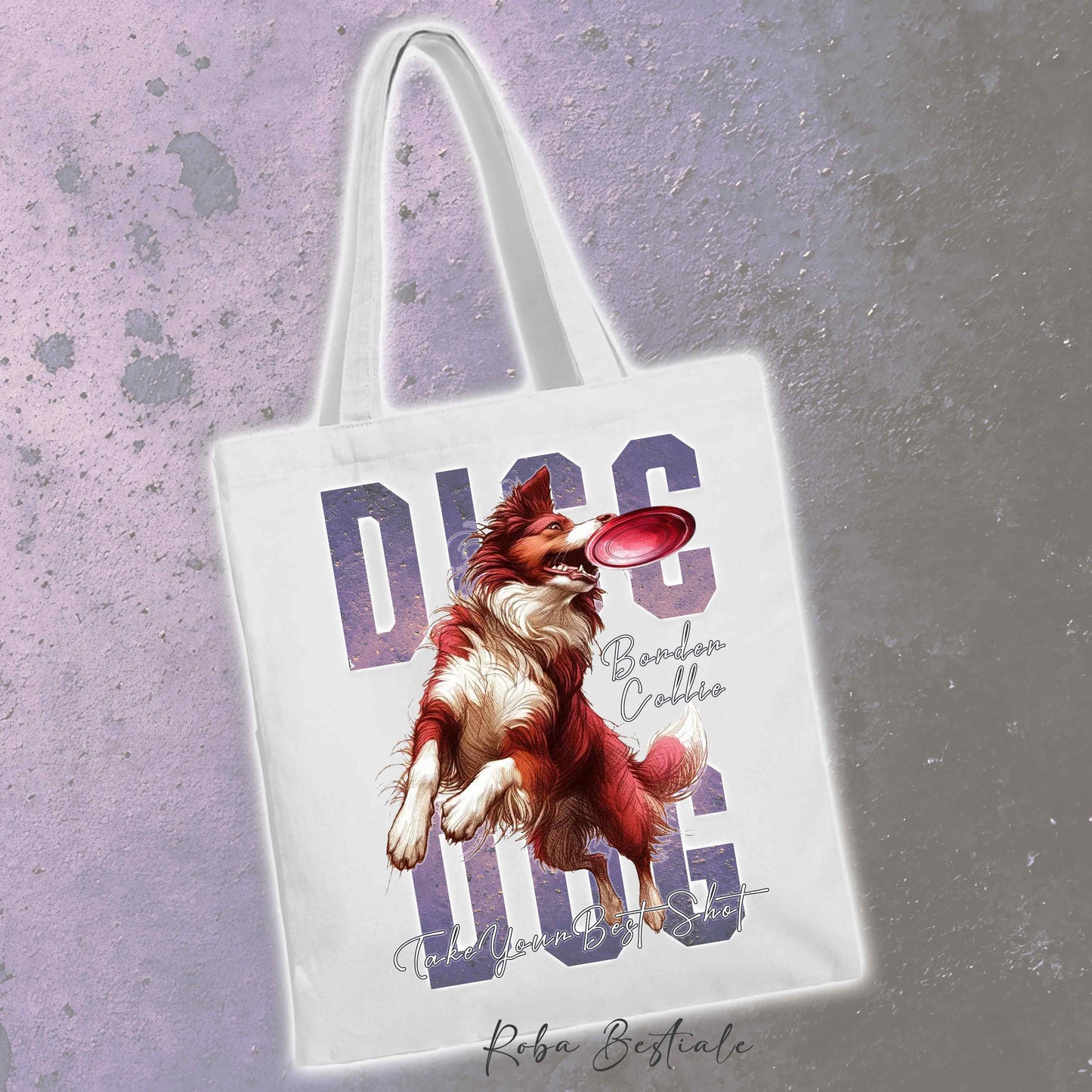 Shopper APTITUDE - DISC DOG - BORDER COLLIE Bianco e Rosso - Diversi colori disponibili