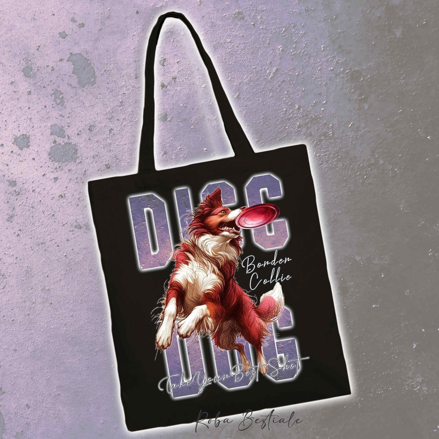 Shopper APTITUDE - DISC DOG - BORDER COLLIE Bianco e Rosso - Diversi colori disponibili
