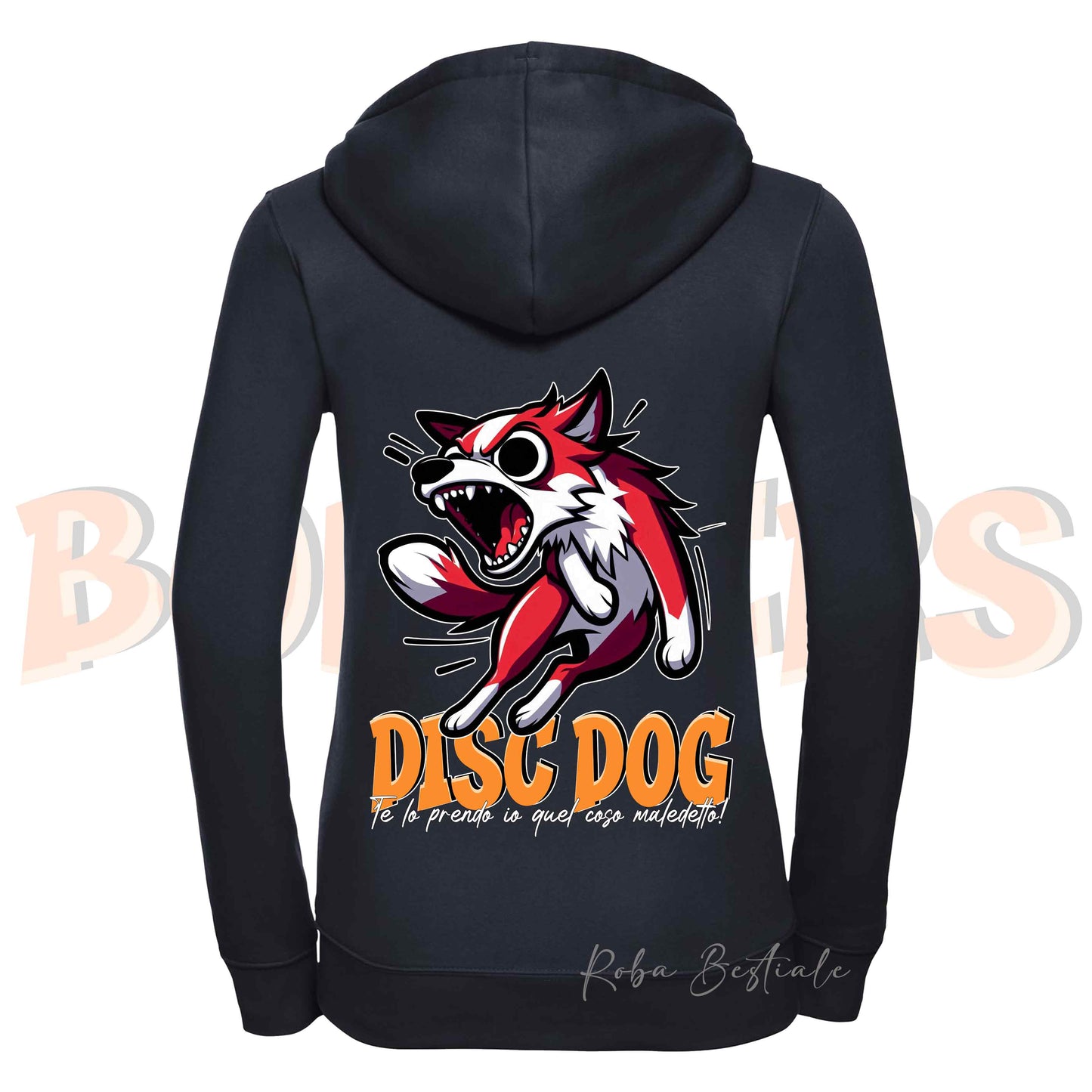 Felpa BONKERS - BORDER COLLIE Bianco e Rosso - Con Cappuccio e Full Zip, Uomo o Donna, in tanti colori - dalla XS alla 5XL