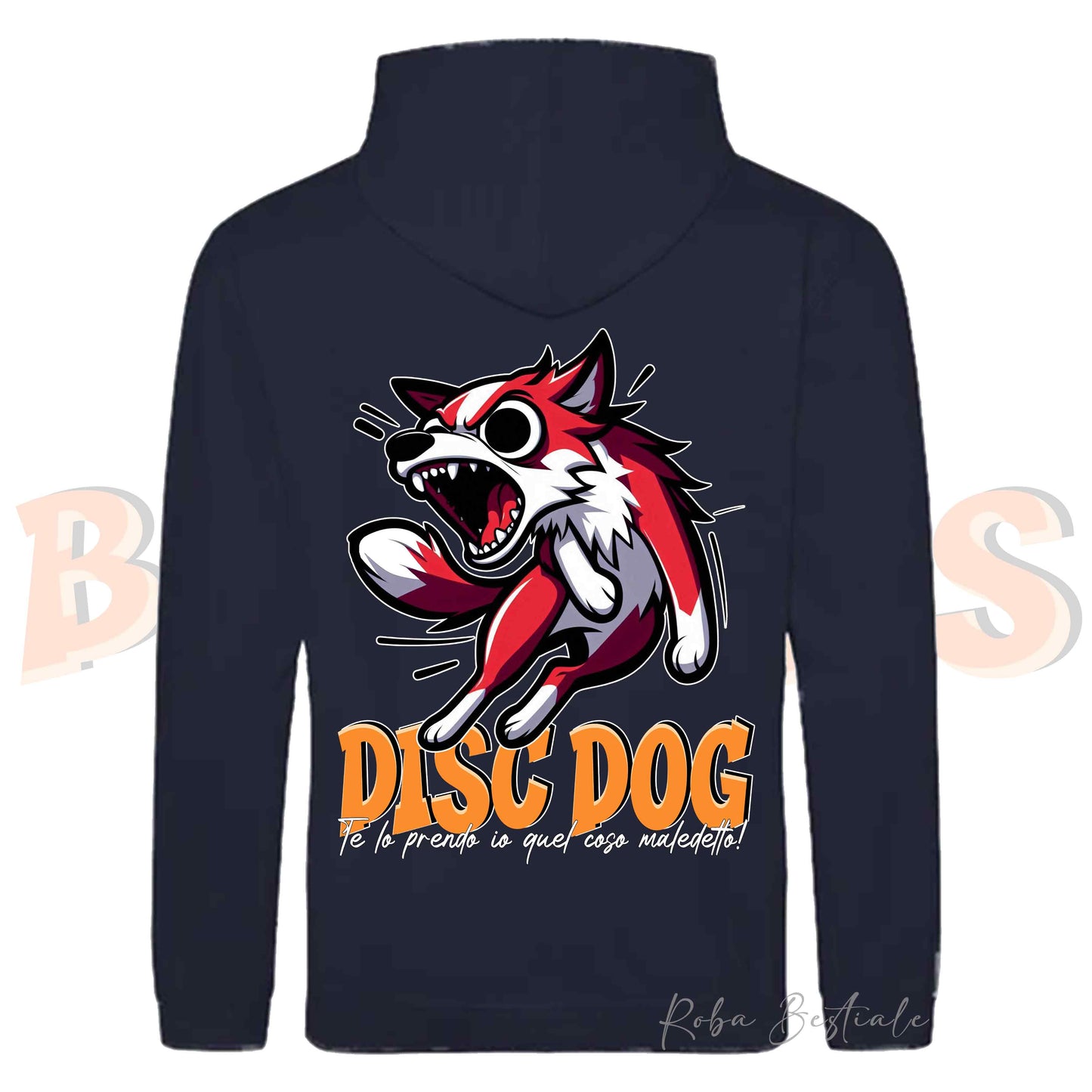 Felpa BONKERS - BORDER COLLIE Bianco e Rosso - Con Cappuccio e Tasconi, Unisex, in tanti colori - dalla XS alla 5XL