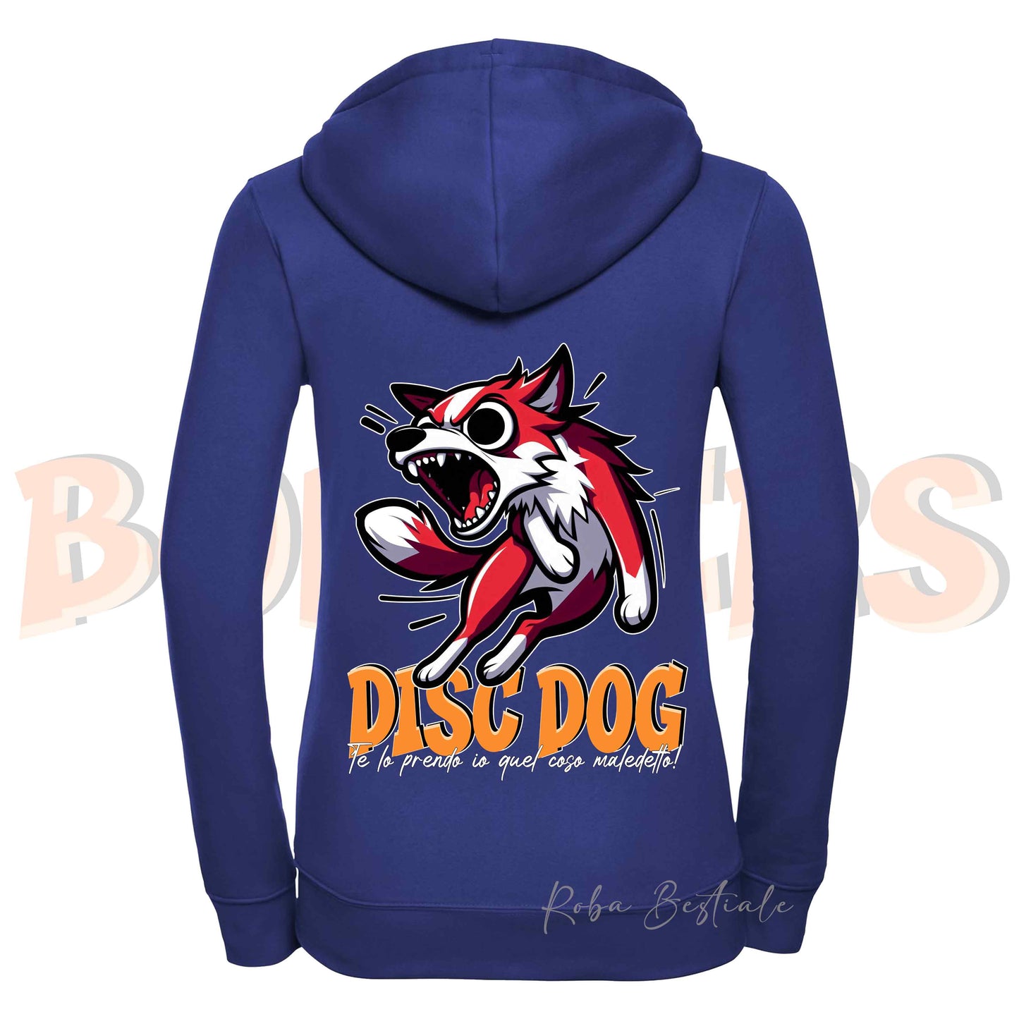 Felpa BONKERS - BORDER COLLIE Bianco e Rosso - Con Cappuccio e Full Zip, Uomo o Donna, in tanti colori - dalla XS alla 5XL